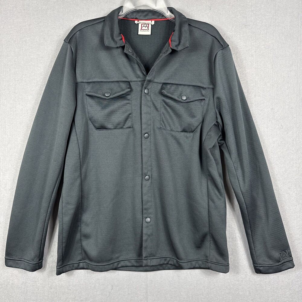Avalanche Shacket Men's Medium Gray Fleece Jacket Shirt Snap Up Collared Outdoor
